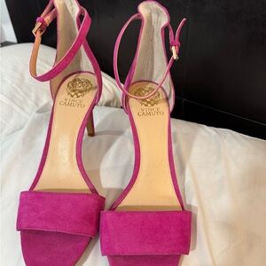 Vince Camuto Fuchsia Suede Ankle Strap Heels